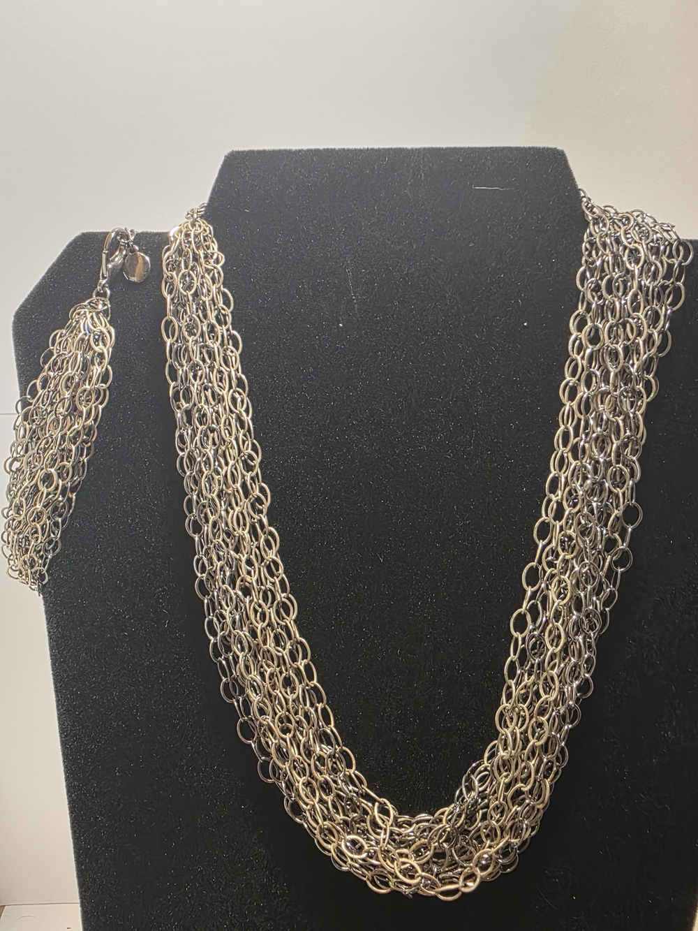 Multi-Strand Gold Chain Necklace and Bracelet Set
